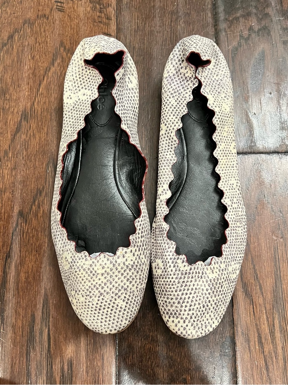 Chloé Lauren Python White/Grey Snakeskin-Embossed Leather